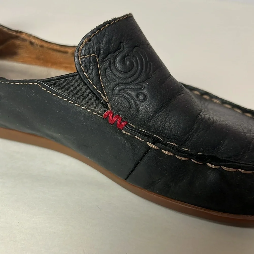 Olukai Nohea Nubuck Leather Slip On Loafer Black Size 6 - Picture 10 of 11